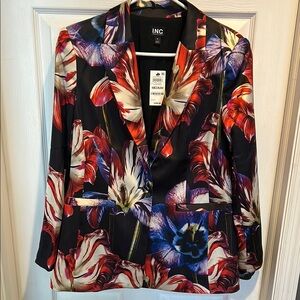 NWT INC International Concepts Women's Floral Blazer - Black and Red size M